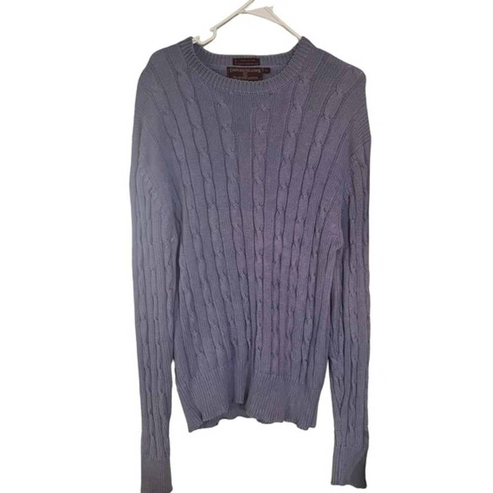 Chaps‎ Ralph Lauren XL Mens Sweater Blue Cotton Cable Knit Long Sleeve